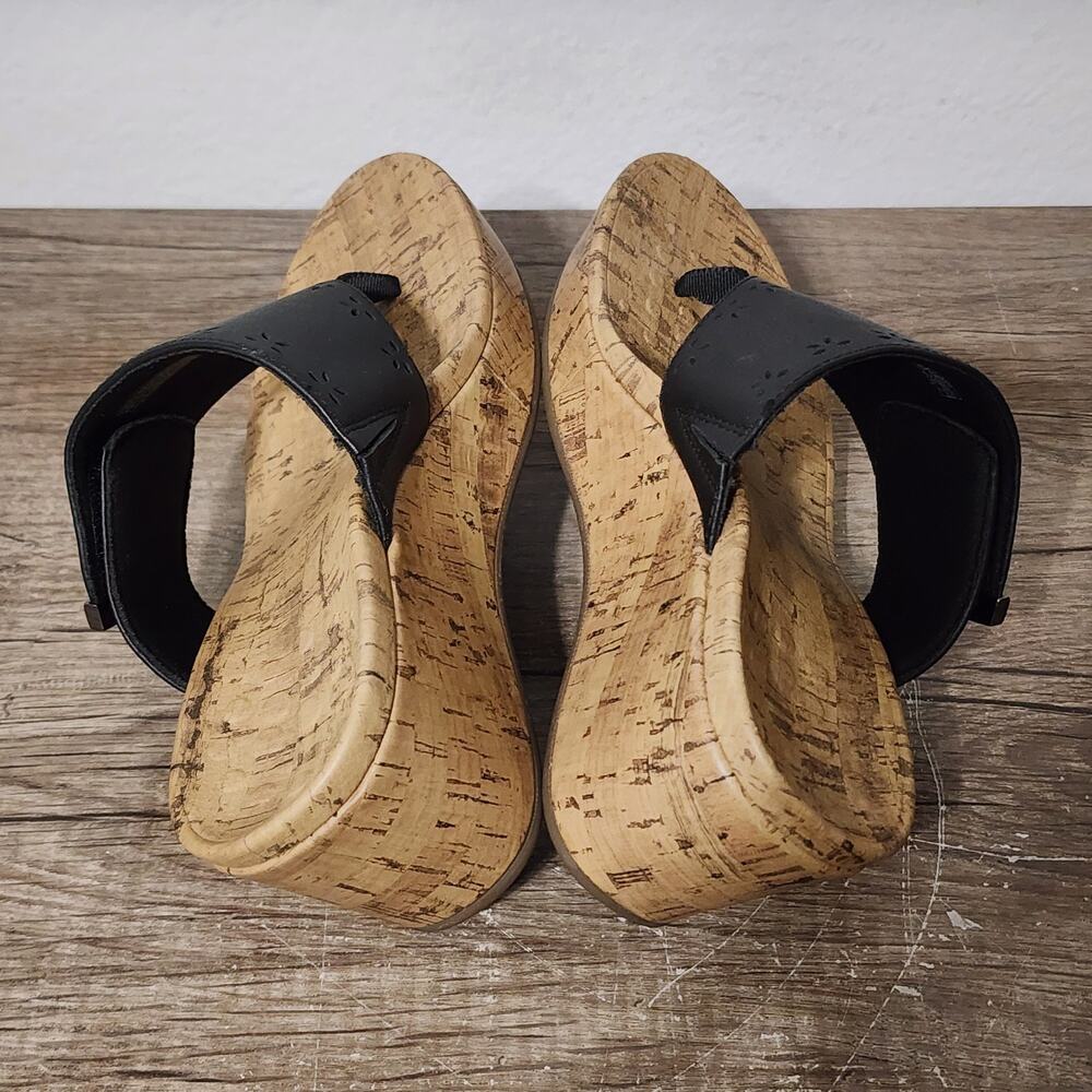 Vionic Anitra Women's Wedge Platform Cork Leather Sandals Shoes Size 7 Black - Picture 5 of 9